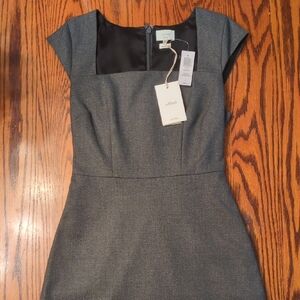 Wilfred Charcoal and Black Cap Sleeve Mini Dress